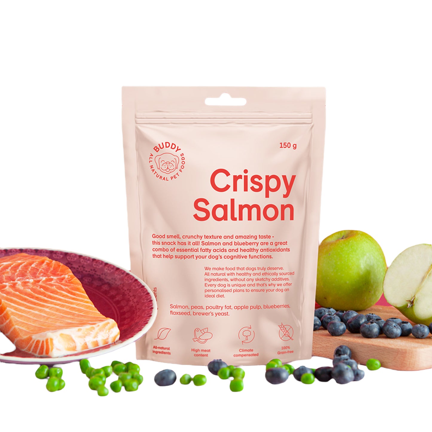Buddy • Crispy Snack cu Somon crocant și Afine 150g