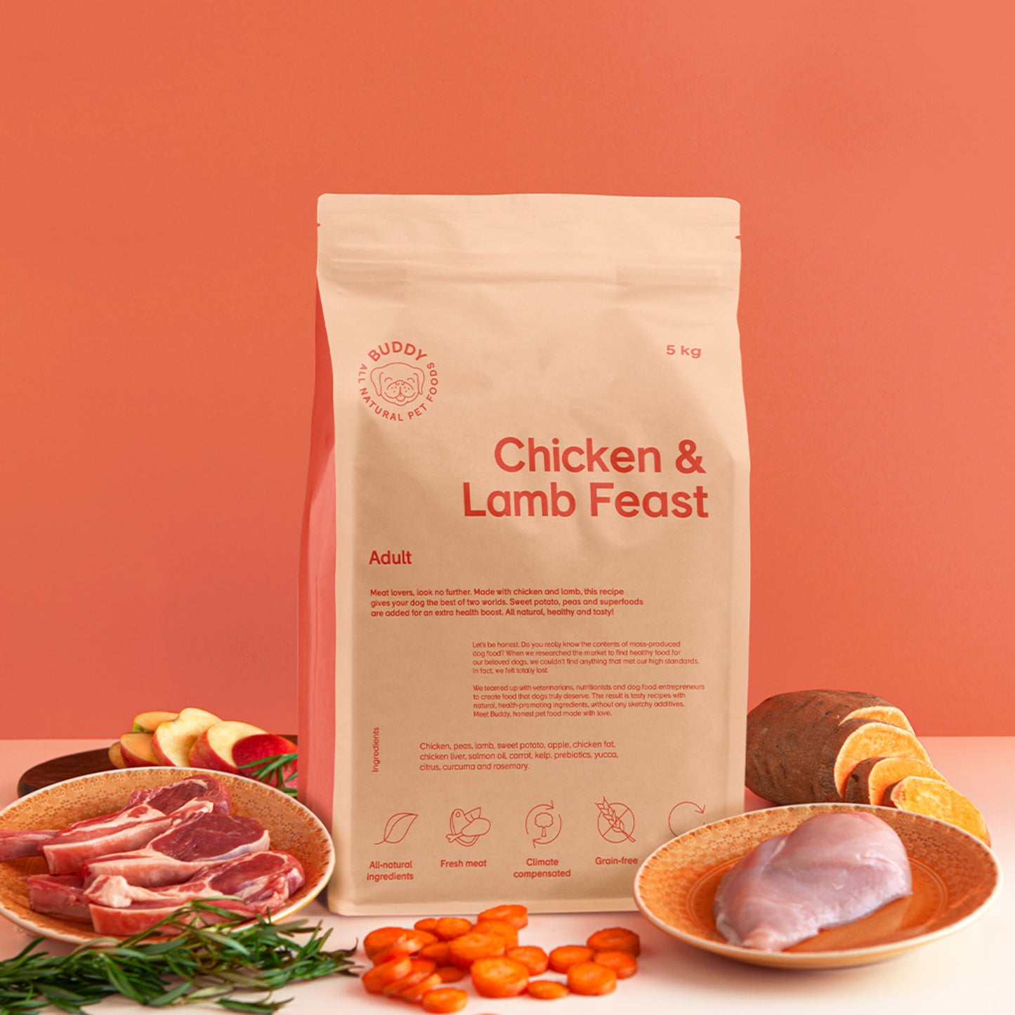 Buddy • Hrană uscată Chicken & Lamb Feast (pui și miel) 2kg